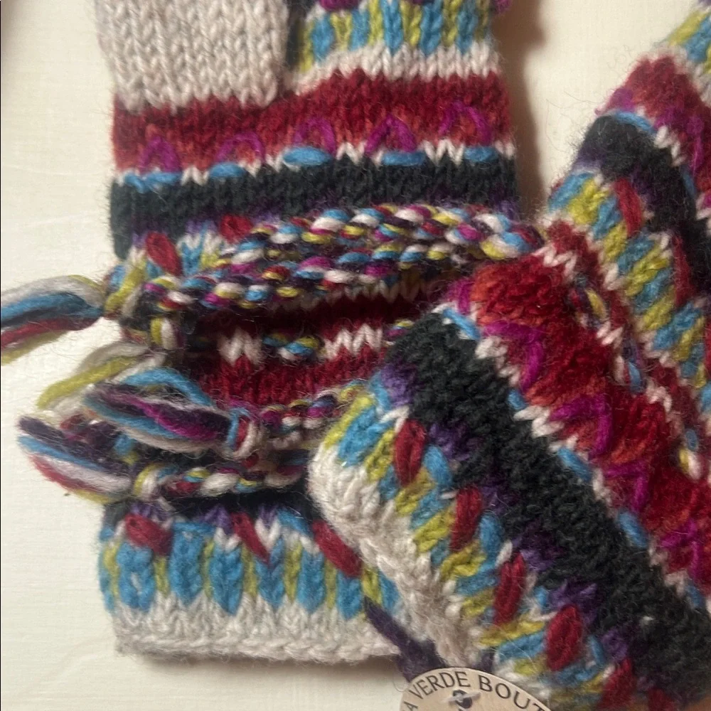 NWT Boutique Colorful Knit Mittens with Button Detail